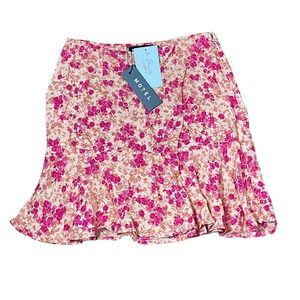 Motel Wildflower Mini Skirt Gaelle Size‎ XS Orange Pink Floral Womens 26X16.5